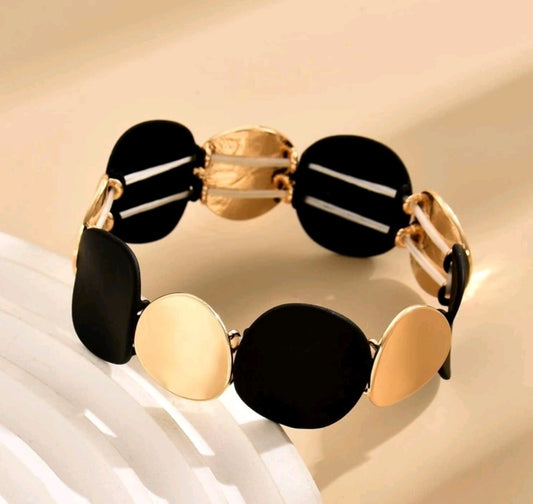 Gold and Black Stretch Bracelet